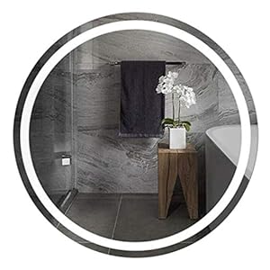 Bathroom mirror Espejo De Baño LED Redondo, Espejo De Maquillaje para El Hogar con Luz, Espejo Plateado De Alta Definición De 5 Mm
