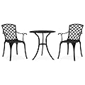 GROSERY Furniture Sets 3 Piece Bistro Set Cast Aluminum Black,Durable Outdoor Bistro Set: WeatherResistant Cast Aluminum Patio Furniture for YearRound Comfort Garden Conversation Sets