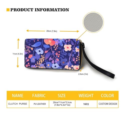 Slim Wallet For Women Purple Floral Print Card Holder Zipper Case Women's Purse Ladies Travel Pouch3