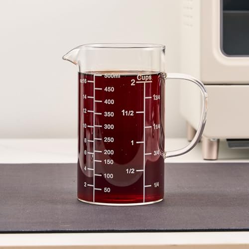 Vaso medidor de vidrio 500 ml con marcas claras miniatura 1