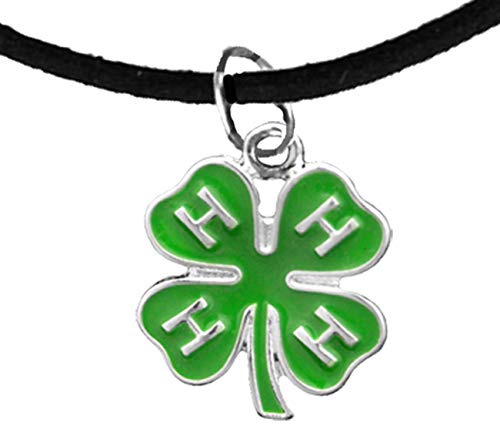 4-H Club Adjustable Black Suede Charm Bracelet, Hypoallergenic, Safe-No Nickel, No Lead And No Poisonous Cadmium In Metal