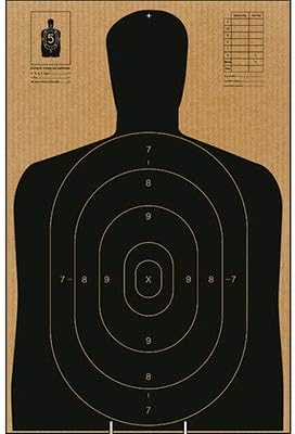B-27E Cardboard Target Slots Cut on Bottom & Hole at top for use with Popular Target Systems Black 23" x 35"