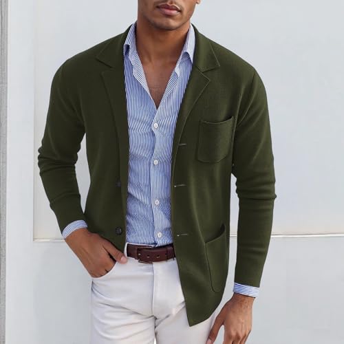 Casual Blazer for Men Business Wedding Formal Suit Jacket Fashion Long Sleeve Lightweight Slim Fit Solid Color Jackets3