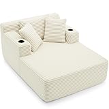 YINIX Schlafsessel aus Cord, Riesiges Bodensofa mit 2 Becherhaltern und 3 Kissen, Modernes Cloud Sofa mit 20cm Dicker Rückenlehne, Keine Montage erforderlich, Bequeme Relaxsessel für Wohnzimmer