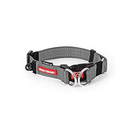 EZYDOG Double Up Dog Collar | Dog Collar Small, Medium, Large Dogs, Reflective Dog Collar, Supreme Comfort, Soft Neoprene Material, Strong Nylon Webbing (Medium, Grey) Cover