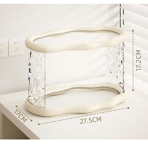 Bathroom Countertop Organizer, 2 Tier Bathroom Organizer and Storage, Acrylic Vanity Organizer Standing Holder shelf, Perfume Makeup Skincare Cosmetic Desk Organizer for Bedroom Dressing Table, White
