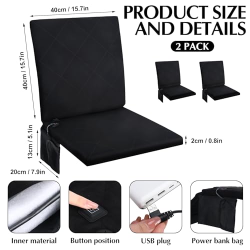 Thyle 2 Pcs Portable Heated Seat Cushion For Bleachers Foldable Heating Cushion 3 Mode Adjustable Heated Stadium Chair Heated Bleacher Seat For Bleachers thumb #1