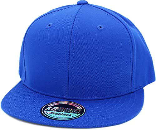Image of KBETHOS Classic Snapback Hat Blank Cap Underbrim Cotton Wool Blend Flat Visor Adjustable Unisex