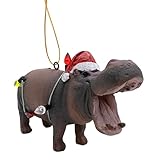 Hippo Wrapped in Lights Hippopotamus for Christmas Tree Ornament