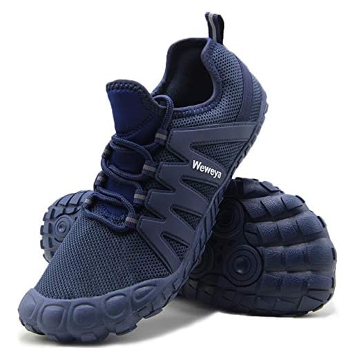 Weweya Running Shoes Men Minimalist Five Fingers Zero Drop Cross Training Barefoot Sneakers Driving Gym Squats Weight Lifting Parkour Treadmill Yoga Pilates Calisthenics Size 11.5 Blue
