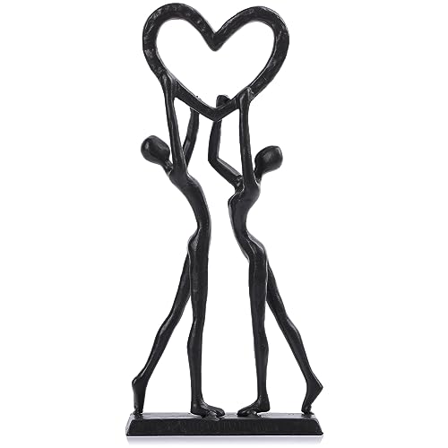 LCCCK Paar Skulptur Eisen für Ihn, Romantische Eisenfigur Knick Knacks Wohnkultur für Regale, Schwarze abstrakte Kunststatue, Liebesdekor – für Verlobung, Hochzeit, Valentinstag