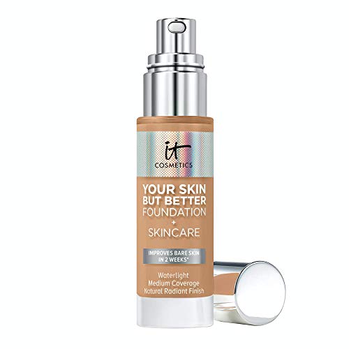 IT Cosmetics Your Skin But Better Foundation + Skincare, Tan Neutral 39 - Hydrating Coverage - Minimizes Pores & Imperfections, Natural Radiant Finish - With Hyaluronic Acid - 1.0 fl oz
