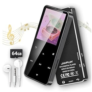 16GB+64GB MP3 Player with Bluetooth Portable Music Player, HD Speaker, Lossless Sound, FM Radio, Voice Recorder, Touch Buttons, E-Book (Earphones Included & 16GB Built-in+64GB Card, Alloy Metal)