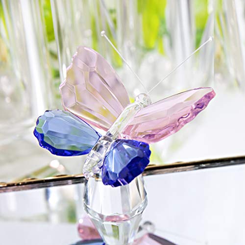 Image of H&D Crystal Butterfly Figurine Collection Animal Statue Home Glass Table Decoration