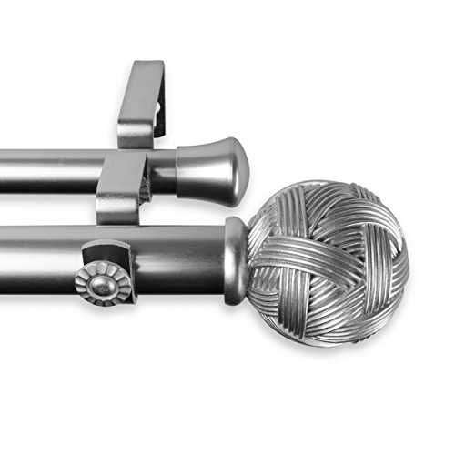 A&F Rod Décor - Peyton Double Curtain Rod 1 inch Diameter, 66-120 inch - Satin Nickel