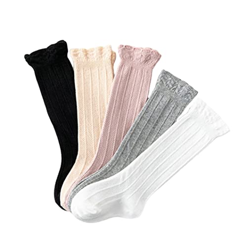 Baby Girls Boys Knee High Socks Cotton Newborn Infants Toddlers Knit Ruffled Stockings