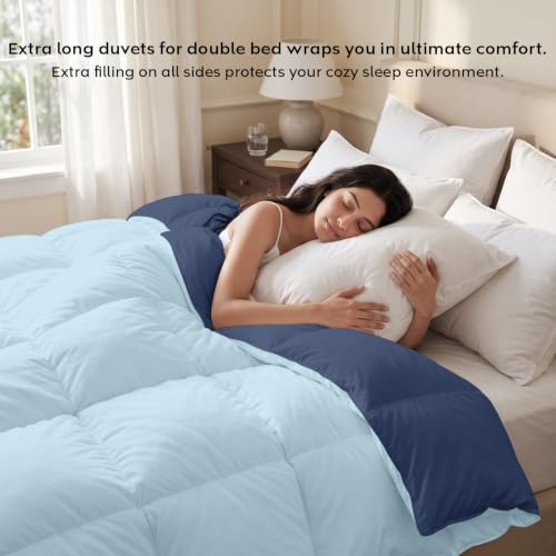 Image of AYKA Reversible Comforter 220 GSM Microfiber Reversible AC Comforter /Blanket for Winter /Quilt /Dohar /Duvets for King Size Blanket /Comforter Double Bed (Aqua & Navyblue, 90 * 100 inch)