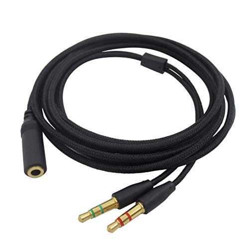 Xingsiyue Cavi Di Estensione Cable Audio 2 In 1 Compatibile Per Razer Kraken 7.1 V2 Auricolare - Femmina Da 3.5 Mm A 2 Maschi Doppi Da 3.5 Mm