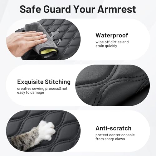 Image of Autorder Center Console Cover for GMC Sierra /Chevy Silverado 1500 2019-2026 Accessories Armrest Cushion Cover Leather Middle Console Pad Armrest Pad Anti-Scratch(Bucket Seat Only)