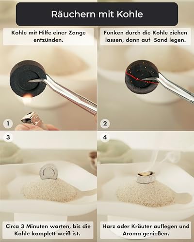 Incensera Räucherkohle Tabletten – Selbstzündende Kohle zum Räuchern von Weihrauch & Harzen – 3cm Kohletabletten für Räucherzubehör & Rituale