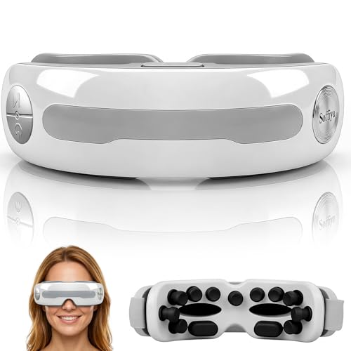 Soffiya Eye Massager with Warm Steam & Vibration Eye Massager Ergonomic Design Mimics Real Hands Smart Voice Assistant 5 Modes 10-Minute Auto Timer 800mAh Battery for Eye Strain & Dryness Relief