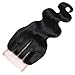 Lanyi 14 inch Brazilian Body Wave Lace Closure Three Part Virgin Human Hair Closure Natural Black 1b 130% Density 4x4 Lace