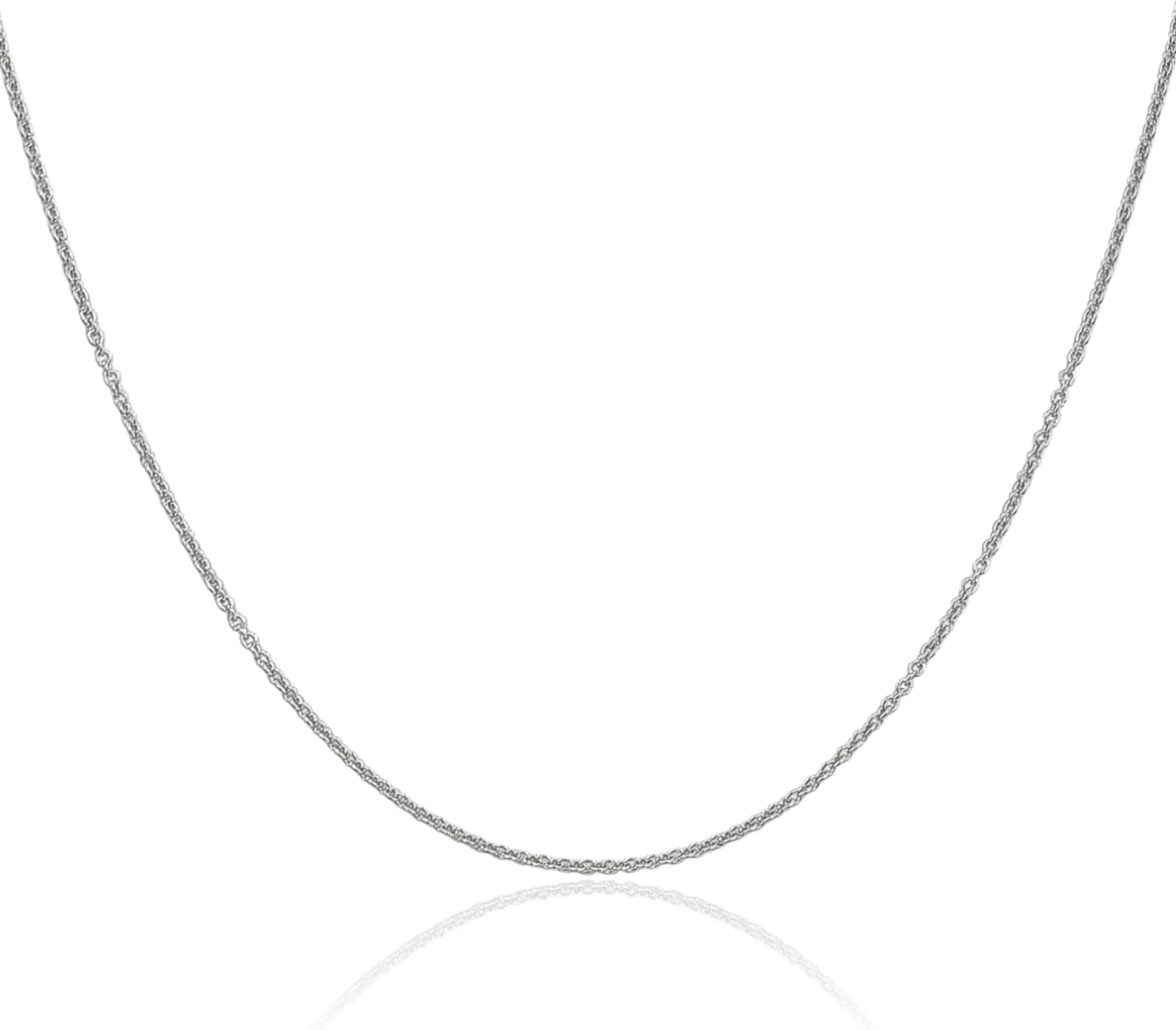 IceCarats 14K Solid White Gold Round 1.2mm Dainty Cable Chain Necklace Polished