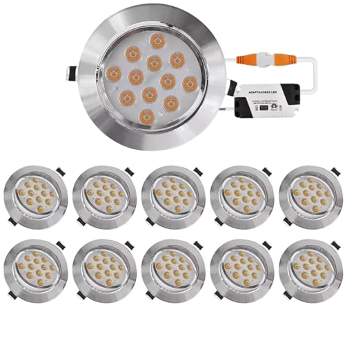 La Mejor Lista de Lamparas empotrables - los más vendidos. 45 Megaluz L06DC12W Lampara de techo led empotrable 12w, plafones led para techo, diseño metálico, ahorro de energía, Luz amarilla, calida, Uso interior 3000K (10)