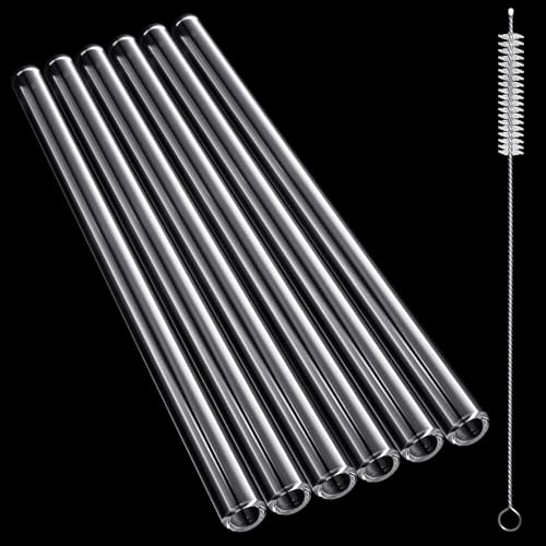 Image of FoldTier 6 Pcs Borosilicate Glass Tube 12mm OD 2mm Thick Glass Blowing Tubes with Cleaning Brush(8 Inch,Clear)