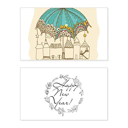Tarjeta conmemorativa artesanal con detalles de encaje y estrellas para Año Nuevo