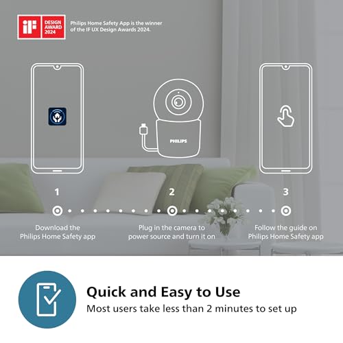 PHILIPS 3MP Wi-Fi Indoor 360 Degree Security Camera | CCTV for Home | 2K(1296p) Resolution, Pan Tilt Zoom, 2-Way Talk, Motion & Sound Detection |... - Image 4
