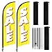 Sale Feather Flags, Sale Advertising Feather Banner with Flag Poles and Ground Stake, 8Ft Swooper Feather Flag for Sale Business 2Pack(Yellow)