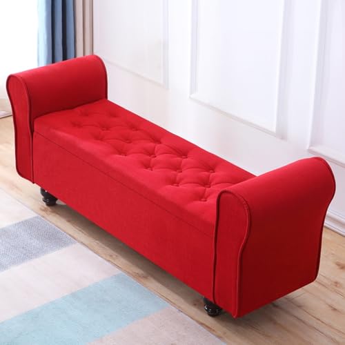 Banco otomano de almacenamiento, asiento de entrada tapizado de 110 cm con patas de madera maciza, elegante baúl de almacenamiento para dormitorio, sala de estar, pasillo, extremo de la cama