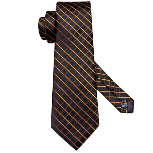 Image of Dubulle Silk Ties Set for Men Formal Paisley Striped Necktie Pocket Square Cufflinks 3PCS Sets Wedding Business Party