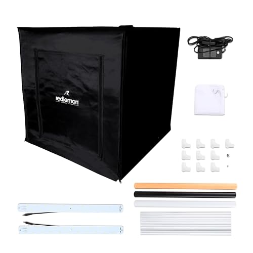 Redlemon Caja de Luz para Fotografía Grande 80x80 cm Luz LED con 3 Fondos
