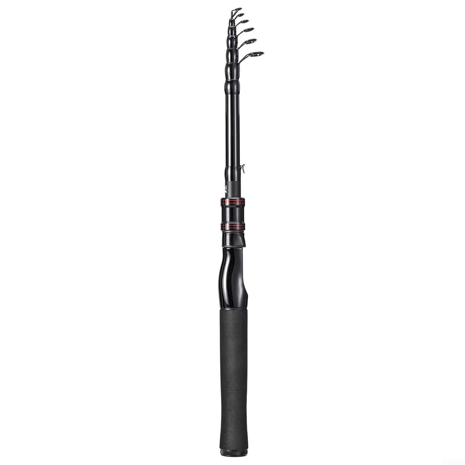 Caña de pescar telescópica: caña de pescar de fibra de carbono de 150 cm/180 cm/210 cm, ligera (100-133 g), capacidad de línea de 6 a 17 libras, acción rápida, potencia media y pesada para pesca al