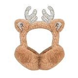 Surblue Cute Elk Animal Earmuffs Winter Warm Outdoor Ear Covers Headband Fur Ear Warmer, Brown
