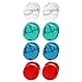 Aroncent 4 Paare Damen Ohrstecker Fake Plug Fakeplugs Tunnel Hantel Türkis Ohrringe rund Design Platte Ohrpiercing 8mm/10mm Blau, Weiß, Rot, Grün
