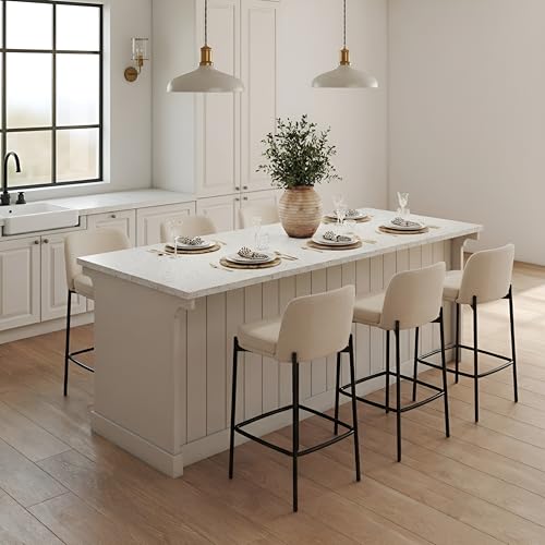 Image of 26 Inch Counter Height Bar Stools Set of 6, Modern Barstools, Beige
