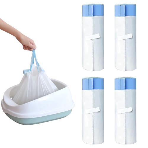 RMAN Lot de 60 Sacs Litiere Chat 90 x 50 cm XXL Sac a Litiere pour Chat avec Cordon de Serrage pour Grande Bac Litière Chat, Durable, Résistant aux Liquides,...