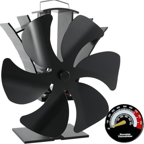 Image of Tomersun Wood Stove Fan Heat Powered, 7in Large 6 Blades Fireplace Fan