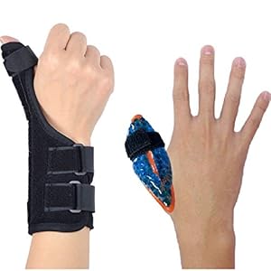 BodyMoves Thumb Splint with Wrist Brace Plus Finger Hot and Cold Gel Pack- for de quervain’s tenosynovitis, Tendonitis, Trigger Thumb,Carpal Tunnel, CMC Adjustable and Reversible(Left and Right Hand)