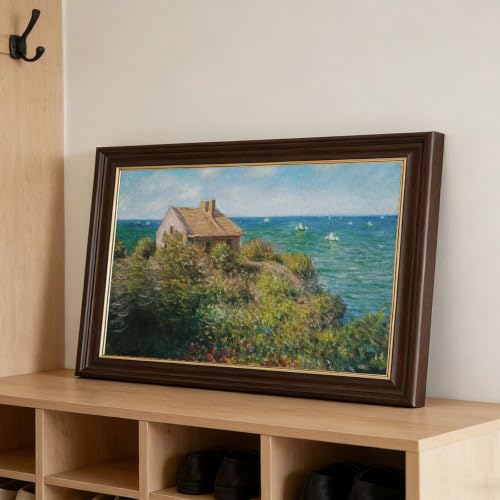 Toile Monet maison de pêcheurs tableau impressionniste encadré 40x61 - 3