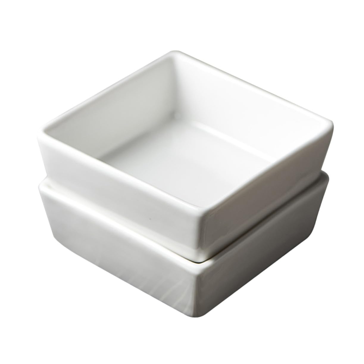 Assiettes Carrées en Céramique Blanche Anti-Renversement pour Sauces et Apéritifs