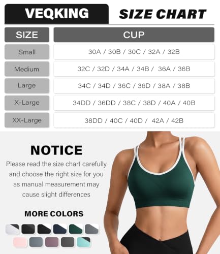 Image of VEQKING Strappy Cross Back Sports Bra for Women Removable Padded Yoga Bras | Multipack, Medium Support, Comfortable Seamless Wireless Design, Breathable Moisture-Wicking Fabric, Workout, Gym, Pilates