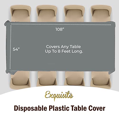 Image of Party Solids Silver Rectangular Plastic Tablecloth - 54x108 Inch, Pack of 24