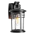Darkaway Outdoor Porch Lights Wall Mount, Outdoor Light Fixtures Sconces Wall Lighting with Seeded Glass Waterproof Exterior Lights for Patio Yard House Hallway Doorway Garage(1 Pack, Black)