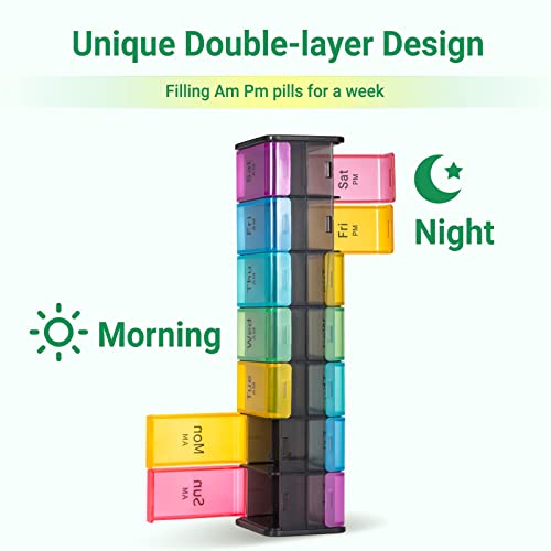 Extra Large Pill Organizer 2 Times A Day, Big Weekly Pill Box Organizer, Huge 7 Day, Am Pm Pill Case, Giant Daily Pill Container With 14 Compartment For All Meds(Double-Sided) #TOP4