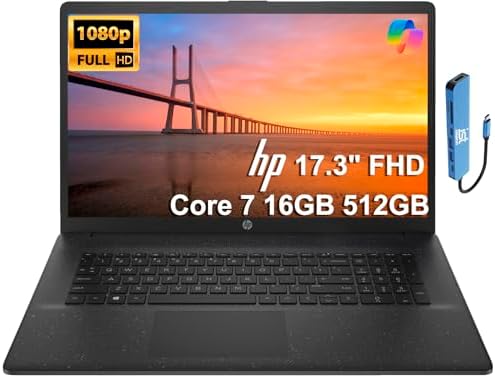 HP 17 Laptop (17.3" FHD Anti-Glare, Intel 10-Core i7 150U (> Ultr...