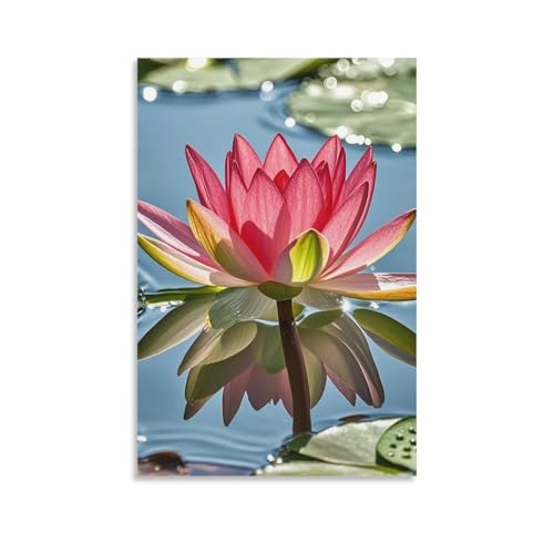 Fleurs de lotus dans l'eau toile murale décoration salon chambre 60x90
